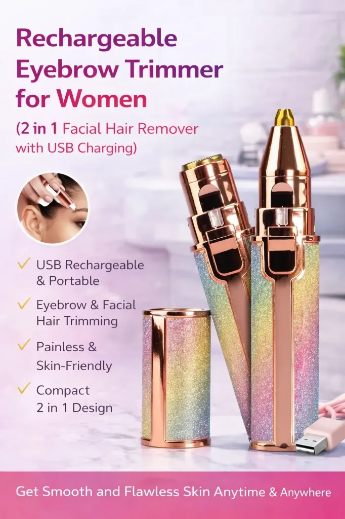 Rechargeable Eyebrow Trimmer for Women (2 in 1 Facial Hair Remover with USB Charging)